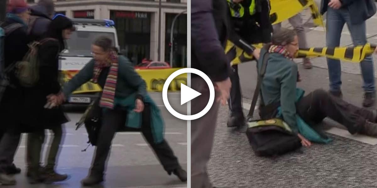 Video: Aktivisten wollen sich auf Kreuzung kleben, doch die Polizei ist schneller