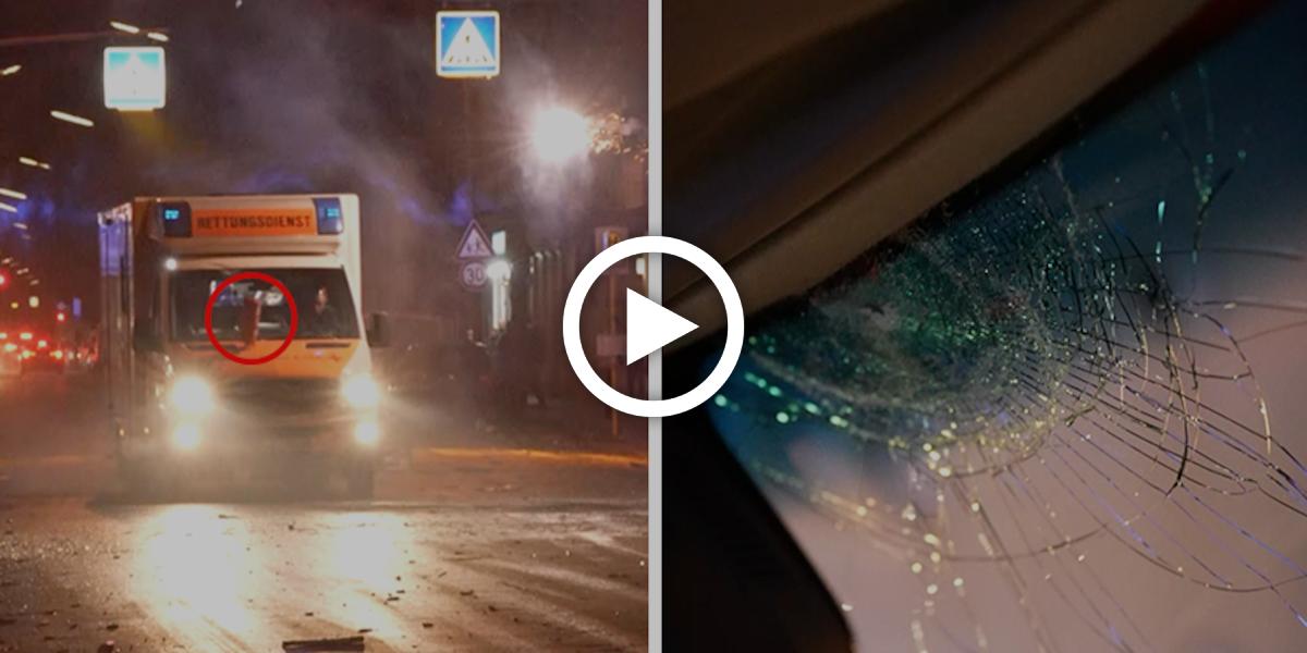 Böller-Chaoten greifen Krankenwagen mit Feuerlöscher an