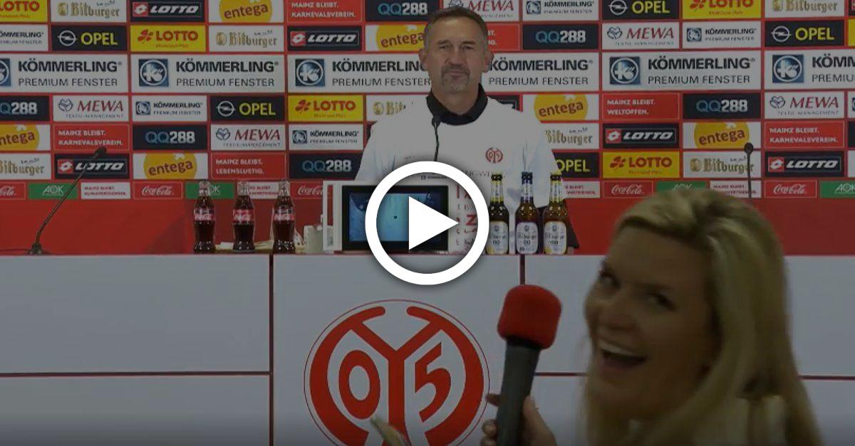 Mainz-Trainer schreit seine Freunde heraus - und ahnt nicht, dass die Kamera schon läuft